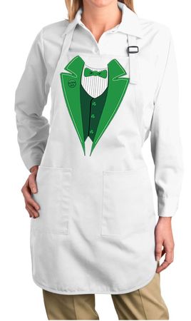 Ladies Apron Irish Tuxedo Full Length Apron with Pockets