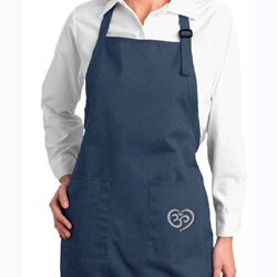 Ladies Apron OM Heart Side Pocket Print Full Length Apron with Pockets