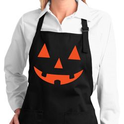 Ladies Apron Orange Jack O Lantern Full Length Apron with Pockets Ladies Apron Orange Jack O Lantern Full Length Apron with Pockets