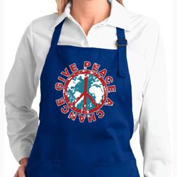 Ladies Apron Give Peace a Chance Full Length Apron with Pockets