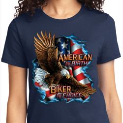 Ladies Biker Shirt American By Birth Tee T-Shirt