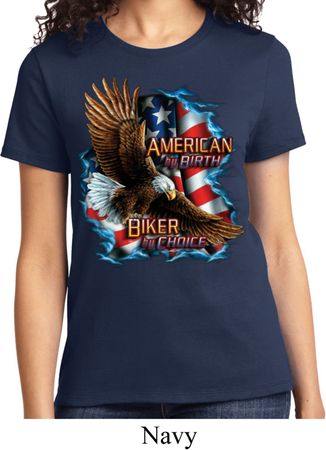 Ladies Biker Shirt American By Birth Tee T-Shirt
