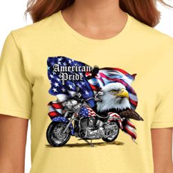 Ladies Biker Shirt American Pride Motorcycle Organic Tee T-Shirt