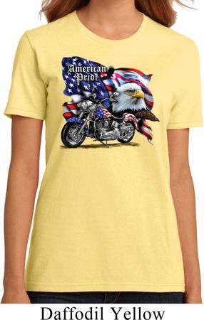 Ladies Biker Shirt American Pride Motorcycle Organic Tee T-Shirt