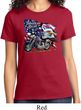Ladies Biker Shirt American Pride Motorcycle Tee T-Shirt