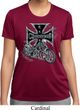 Ladies Biker Shirt Chopper Cross Skeleton Moisture Wicking Tee T-Shirt
