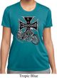 Ladies Biker Shirt Chopper Cross Skeleton Moisture Wicking Tee T-Shirt