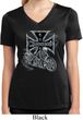 Ladies Biker Shirt Chopper Cross Skeleton Moisture Wicking V-neck Tee