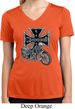 Ladies Biker Shirt Chopper Cross Skeleton Moisture Wicking V-neck Tee