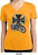 Ladies Biker Shirt Chopper Cross Skeleton Moisture Wicking V-neck Tee