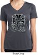 Ladies Biker Shirt Chopper Cross Skeleton Moisture Wicking V-neck Tee
