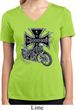 Ladies Biker Shirt Chopper Cross Skeleton Moisture Wicking V-neck Tee