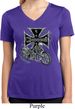 Ladies Biker Shirt Chopper Cross Skeleton Moisture Wicking V-neck Tee