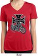Ladies Biker Shirt Chopper Cross Skeleton Moisture Wicking V-neck Tee