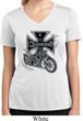 Ladies Biker Shirt Chopper Cross Skeleton Moisture Wicking V-neck Tee