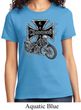 Ladies Biker Shirt Chopper Cross Skeleton Tee T-Shirt