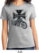Ladies Biker Shirt Chopper Cross Skeleton Tee T-Shirt