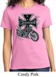 Ladies Biker Shirt Chopper Cross Skeleton Tee T-Shirt