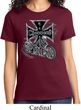 Ladies Biker Shirt Chopper Cross Skeleton Tee T-Shirt