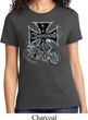 Ladies Biker Shirt Chopper Cross Skeleton Tee T-Shirt