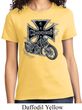 Ladies Biker Shirt Chopper Cross Skeleton Tee T-Shirt
