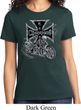 Ladies Biker Shirt Chopper Cross Skeleton Tee T-Shirt