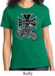 Ladies Biker Shirt Chopper Cross Skeleton Tee T-Shirt