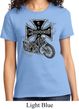 Ladies Biker Shirt Chopper Cross Skeleton Tee T-Shirt