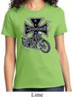 Ladies Biker Shirt Chopper Cross Skeleton Tee T-Shirt