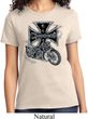 Ladies Biker Shirt Chopper Cross Skeleton Tee T-Shirt