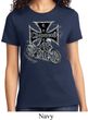 Ladies Biker Shirt Chopper Cross Skeleton Tee T-Shirt