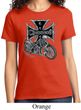 Ladies Biker Shirt Chopper Cross Skeleton Tee T-Shirt