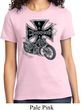 Ladies Biker Shirt Chopper Cross Skeleton Tee T-Shirt