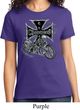 Ladies Biker Shirt Chopper Cross Skeleton Tee T-Shirt