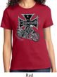 Ladies Biker Shirt Chopper Cross Skeleton Tee T-Shirt