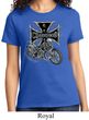 Ladies Biker Shirt Chopper Cross Skeleton Tee T-Shirt
