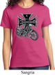 Ladies Biker Shirt Chopper Cross Skeleton Tee T-Shirt
