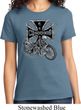 Ladies Biker Shirt Chopper Cross Skeleton Tee T-Shirt