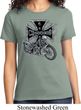 Ladies Biker Shirt Chopper Cross Skeleton Tee T-Shirt