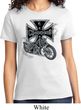 Ladies Biker Shirt Chopper Cross Skeleton Tee T-Shirt