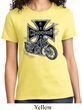 Ladies Biker Shirt Chopper Cross Skeleton Tee T-Shirt