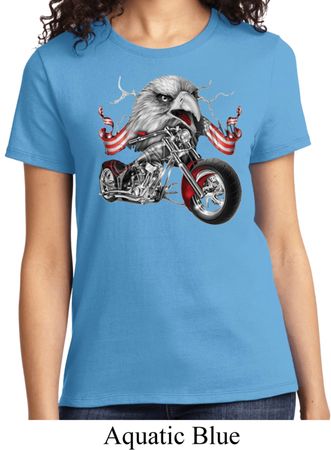 Ladies Biker Shirt Eagle Biker Tee T-Shirt