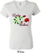 Ladies Biker Shirt Lady Biker V-neck Tee T-Shirt