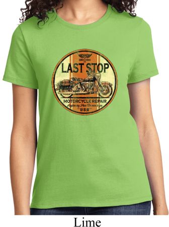 Ladies Biker Shirt Last Stop Tee T-Shirt