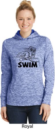 Ladies Black Penguin Power Swim Dry Wicking Hoodie