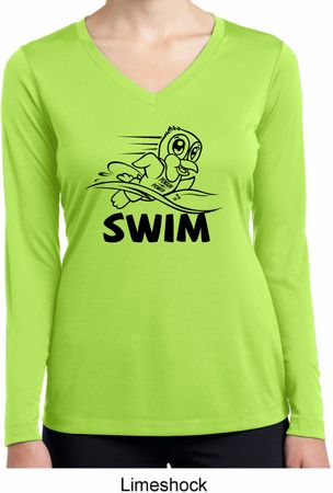 Ladies Black Penguin Power Swim Dry Wicking Long Sleeve