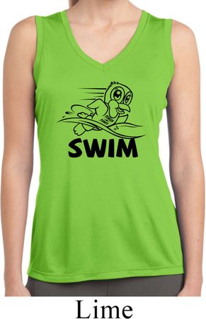 Ladies Black Penguin Power Swim Dry Wicking Sleeveless Shirt