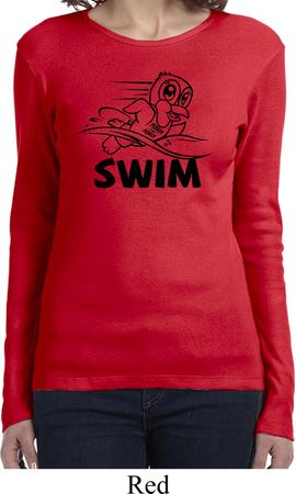 Ladies Black Penguin Power Swim Long Sleeve