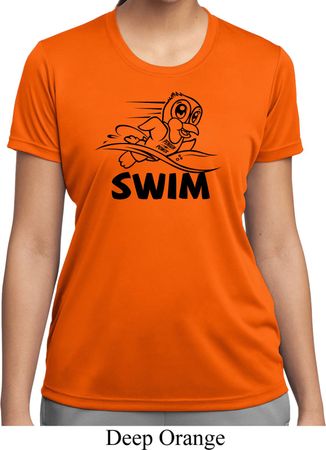 Ladies Black Penguin Power Swim Moisture Wicking T-shirt