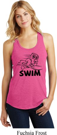 Ladies Black Penguin Power Swim Racerback Tank Top